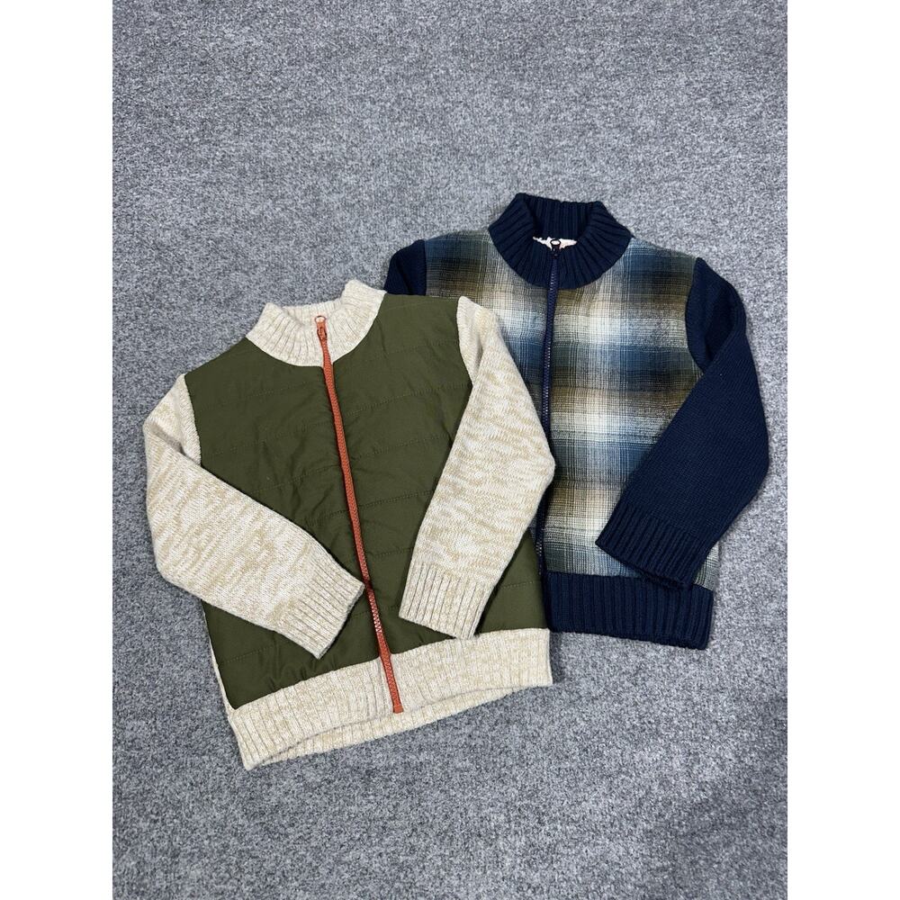 Cat & Jack Toddler Size 4T Boys Zip Up Sweater Lot of 2 Sherpa Lined